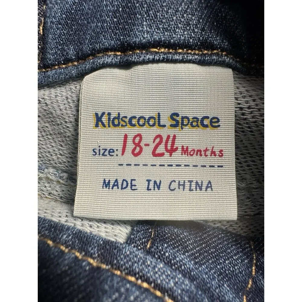 KidsCool Space Toddler 18-24 Months Denim Overalls Distressed Blue Jeans Bib